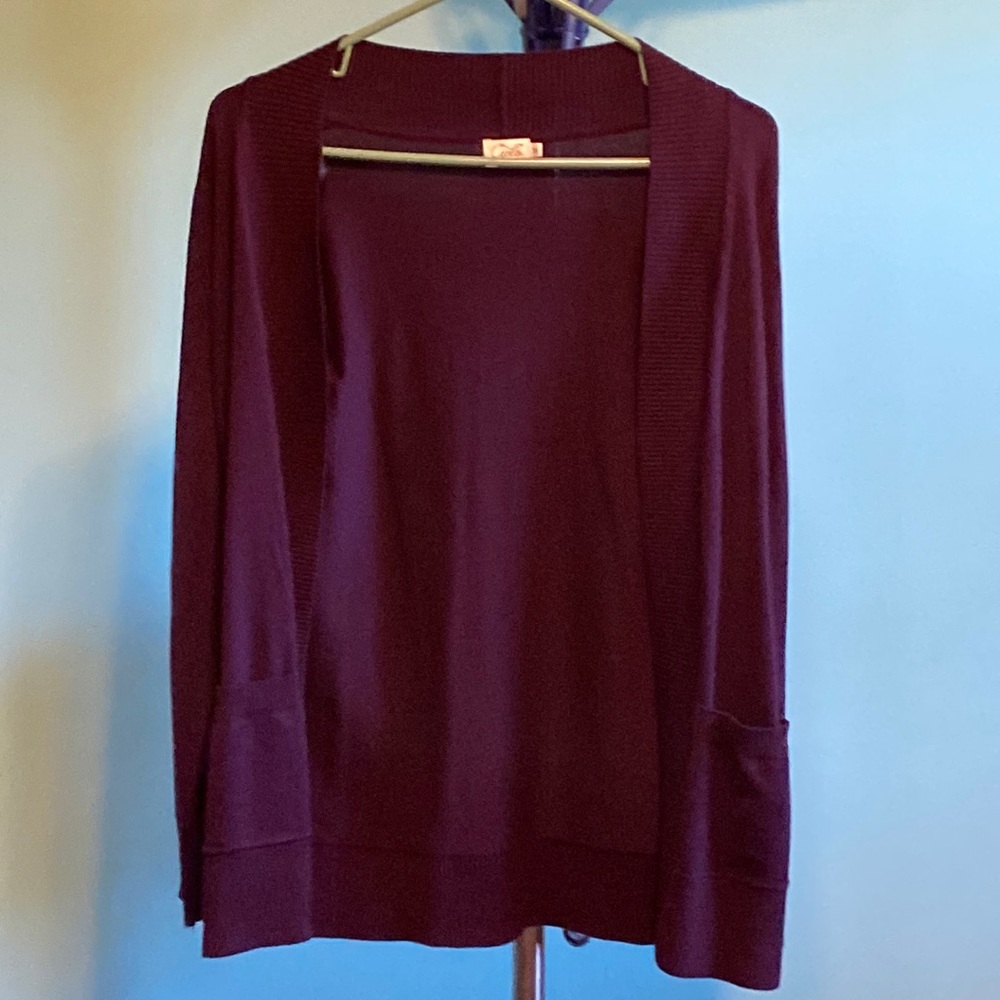 NWT Cielo Medium Burgundy Purple Open Front Cardigan Sweater